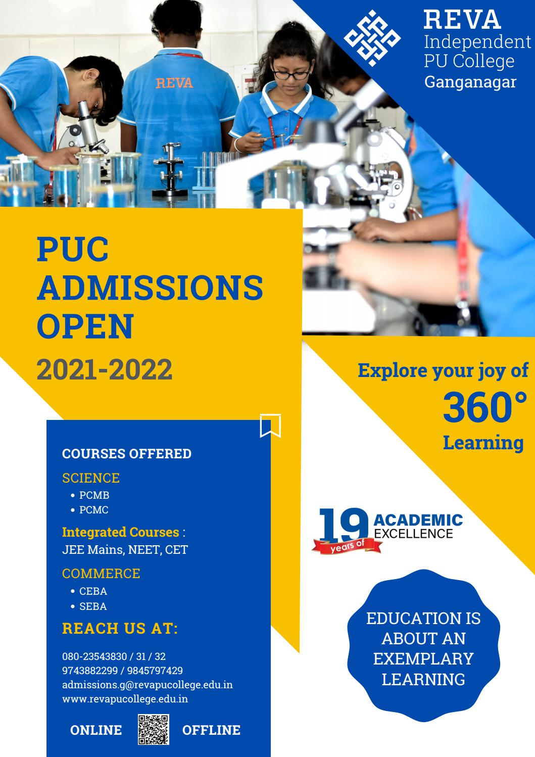 1st PUC Admission Open 2021 22 By Kumar Issuu