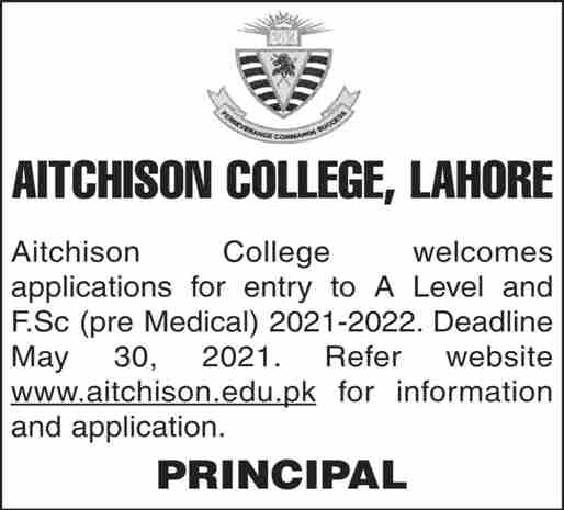 Aitchison College AC Lahore INTERMEDIATE A LEVEL Admission 2021 Last 