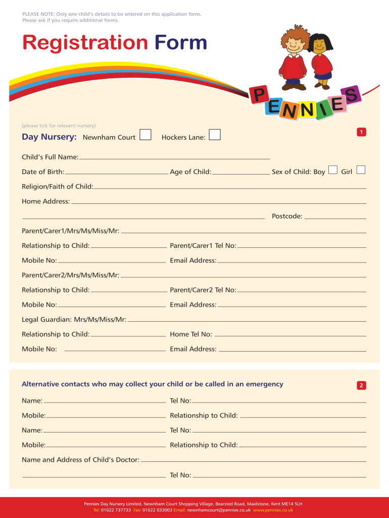 Application Form For Nursery Fill Out Sign Online DocHub