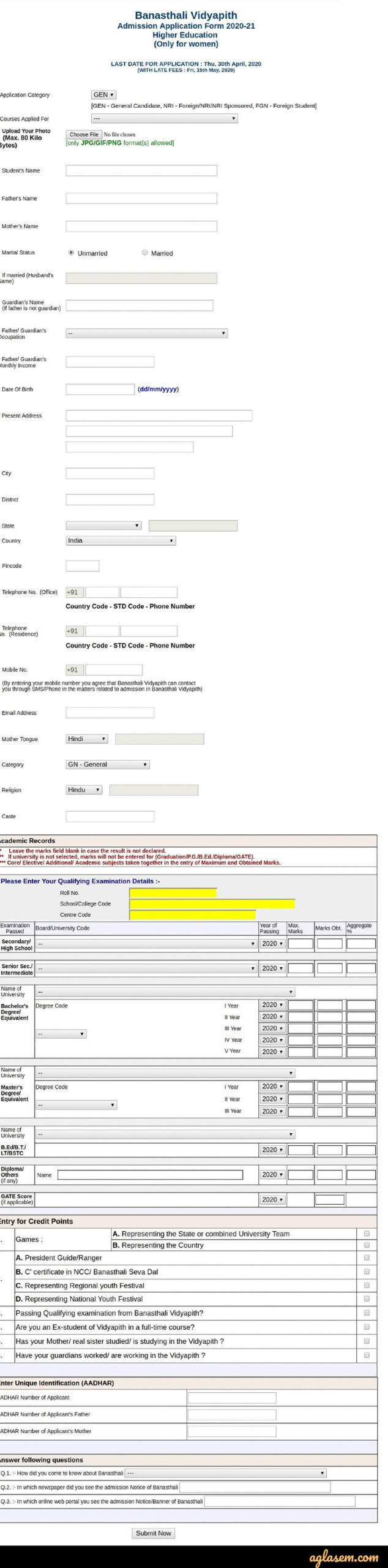 Banasthali Vidyapith 2020 Application Form Available Apply Here Online