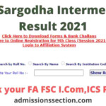 BISE Sargodha Board Intermediate Result 2021 FA FSC I Com ICS