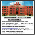 Cadet College Lahore Admission Form 2022 Admission Form