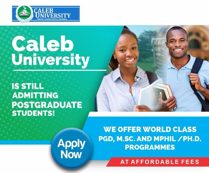 Caleb University Postgraduate Admission Form 2021 2022