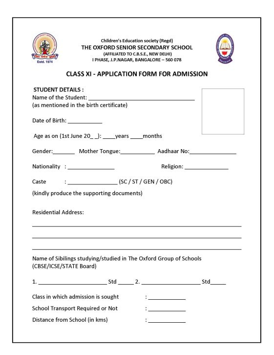 CBSE Registration Form For Class XI 2020 2021 Student Forum