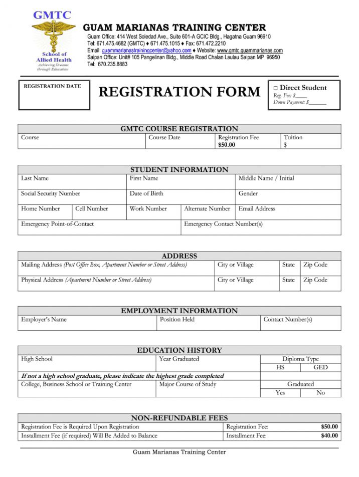 Class Registration Form Template Pdf In 2021 Registration Form