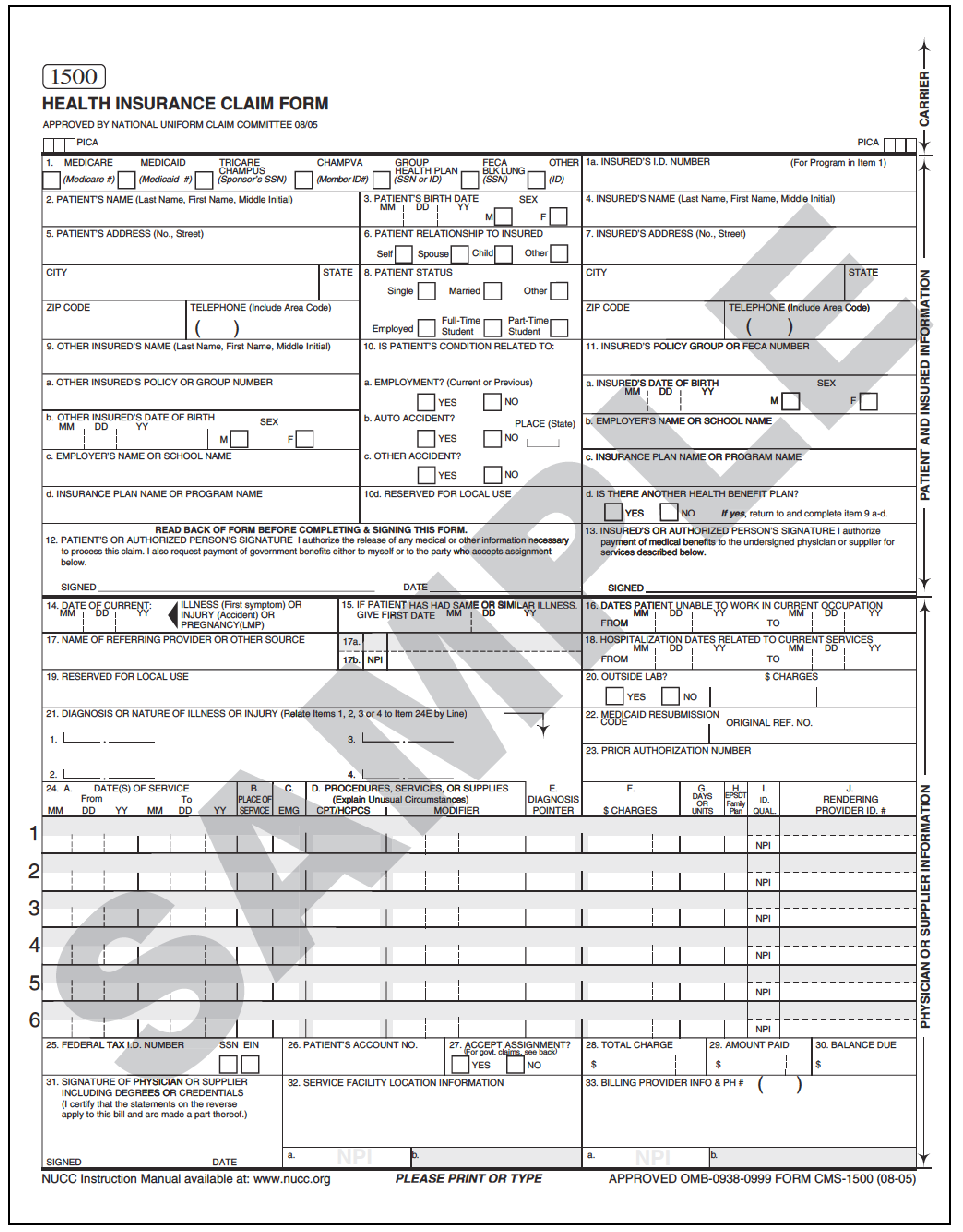 CMS 1500 Professional Paper Claim Form To ANSI 837 Electronic Claim