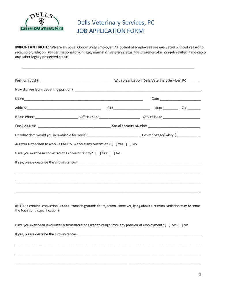 Dells Vet Standard Job Application Form PDF Fillable Form pdf DocDroid