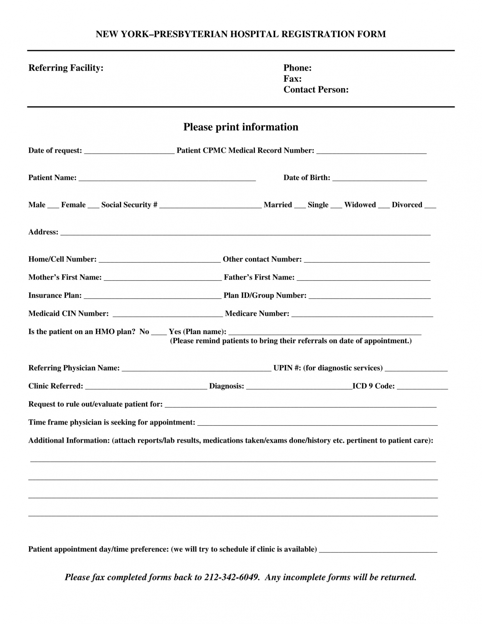 Editable Free 9 Hospital Registration Forms In Pdf Hospital Admission