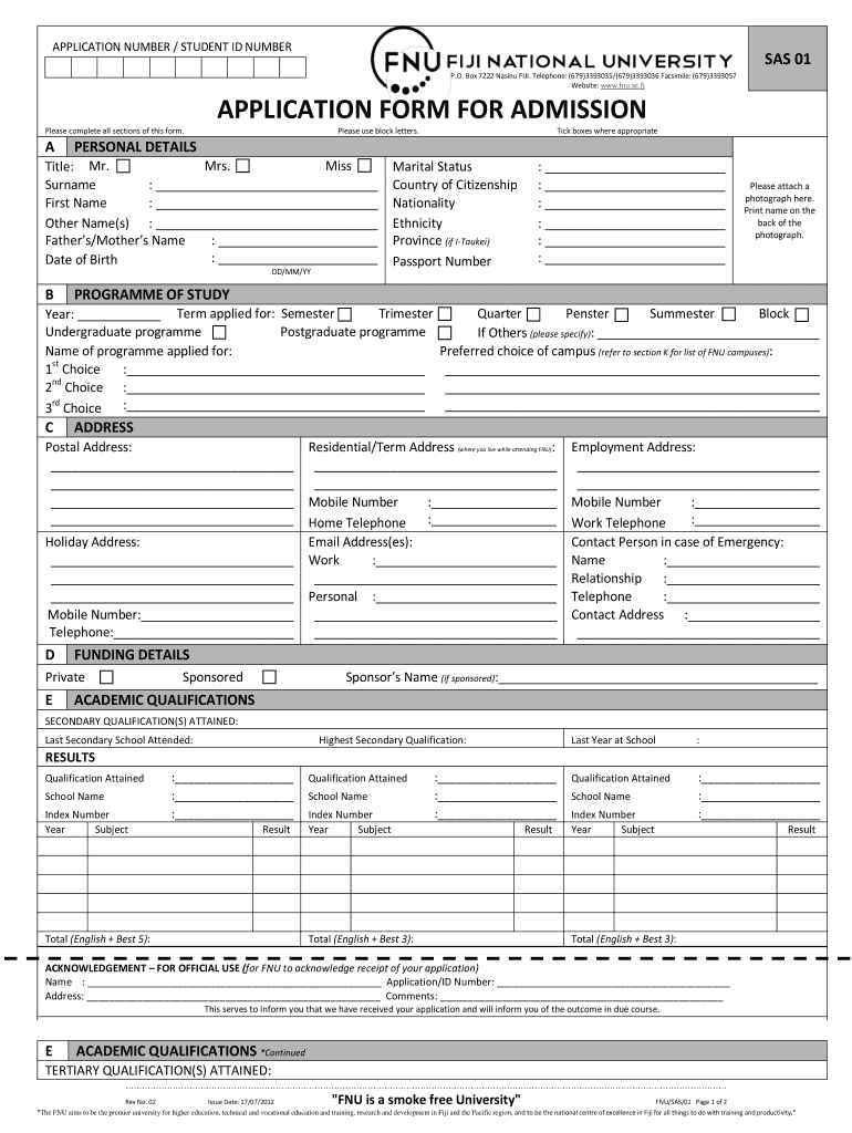 Fiji School Of Medicine Application Form 2017