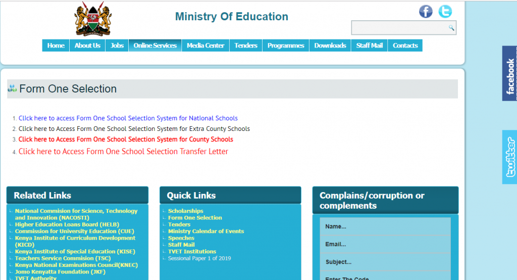 FORM ONE SELECTION 2020 ONLINE FORM 1 ADMISSION LETTERS DOWNLOAD 