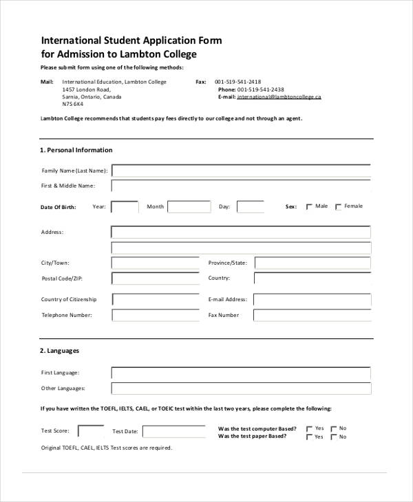 FREE 42 Sample Student Application Forms In PDF MS Word Excel