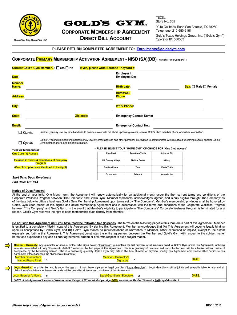 Gold Gym Admission Form Fill Out Sign Online DocHub