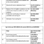 Nursery Pre Nursery Admission Schedule 2023 24 Govt Sr Sec