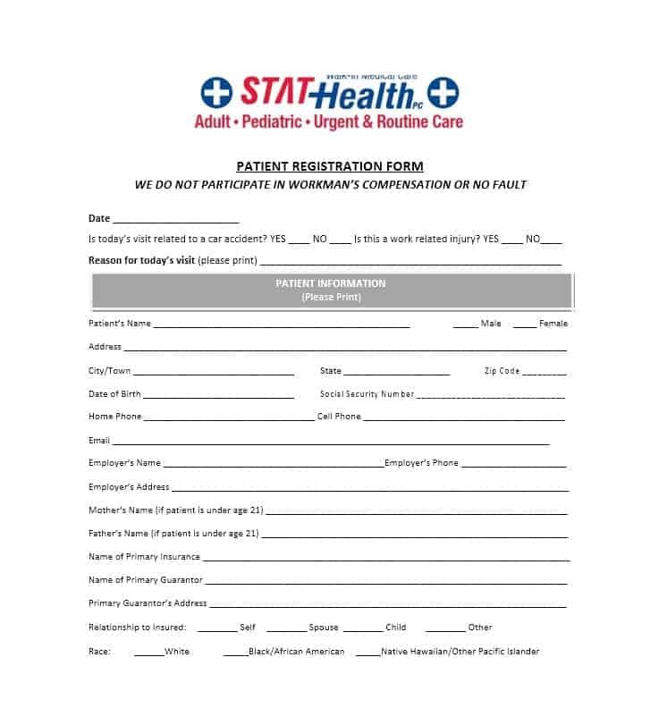 Patient Registration Form Template Database