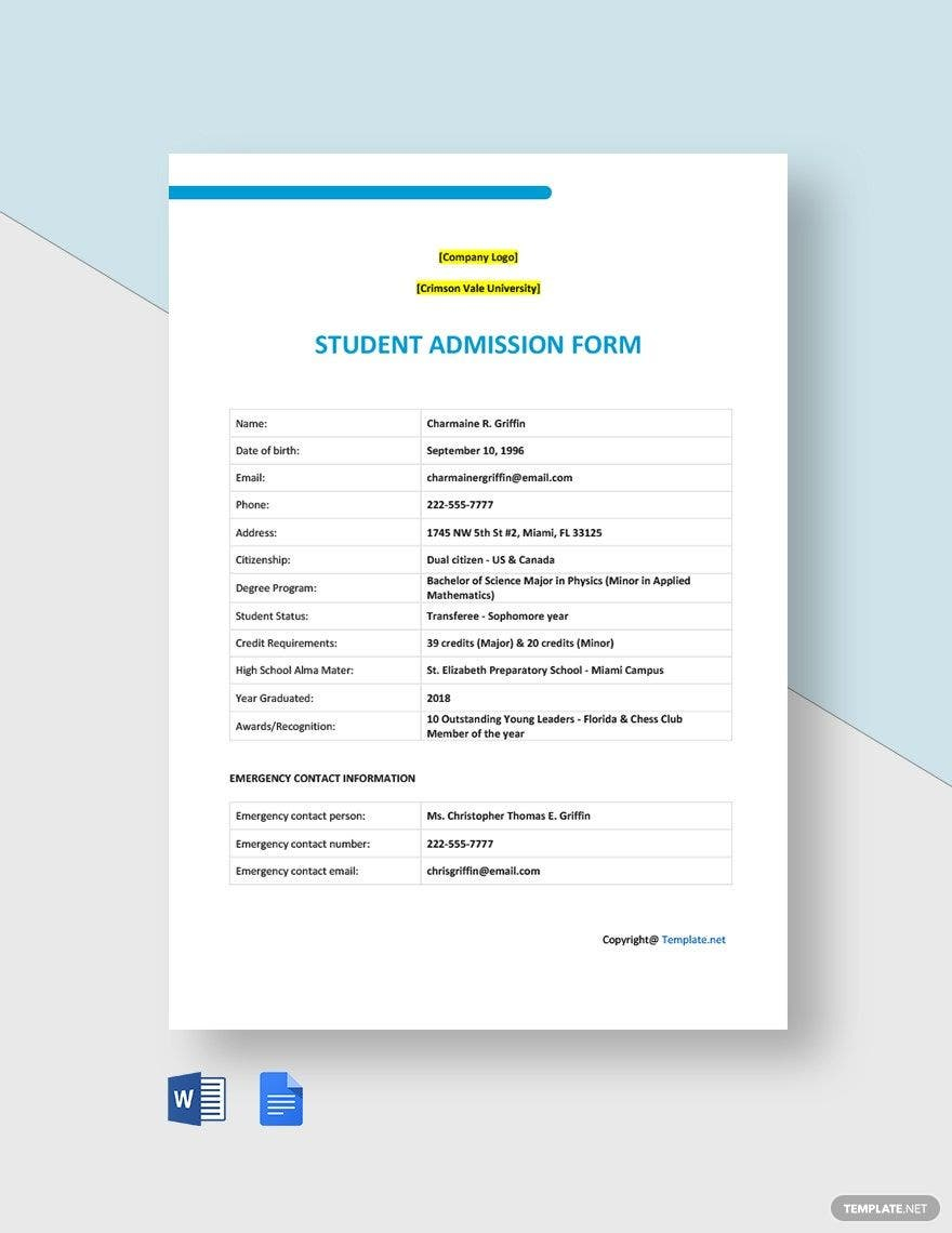 University Form Templates 12 Docs Free Downloads Template