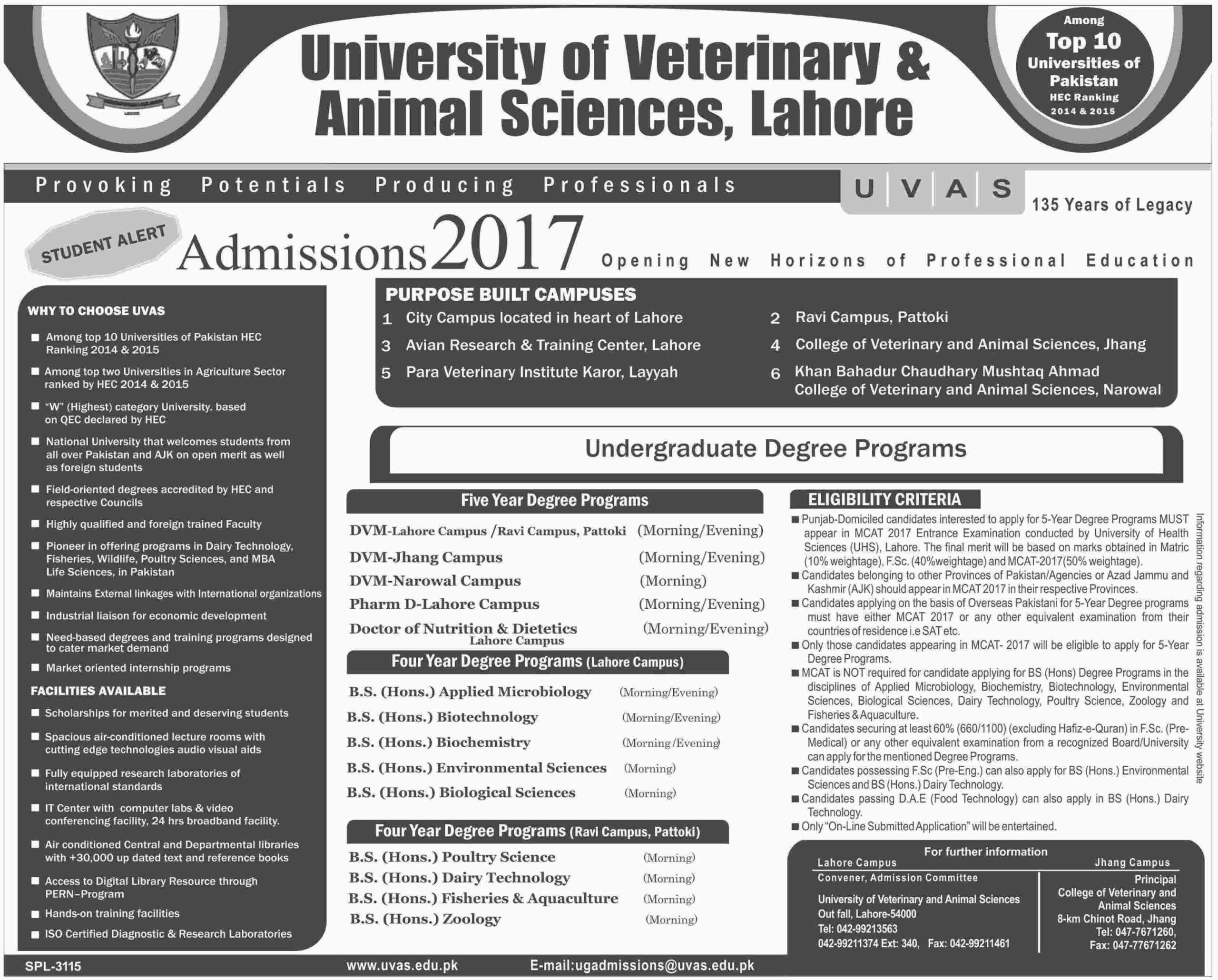 University Of Veterinary And Animal Sciences Admission Fee Structure