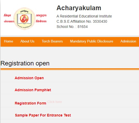 www acharyakulam Acharyakulam Admission 2022 23 Form Last Date