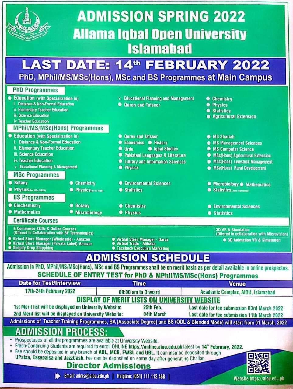 1 AIOU New Old Admission Criteria