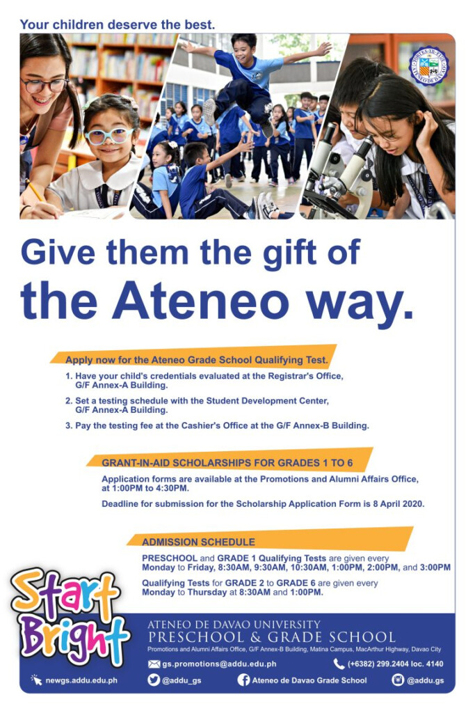 Admission And Enrollment Grade School Ateneo De Davao University 