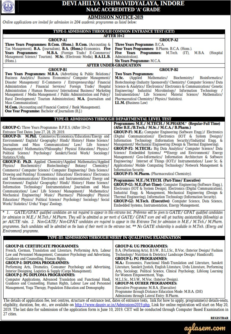 Admission Form Davv Admission Form