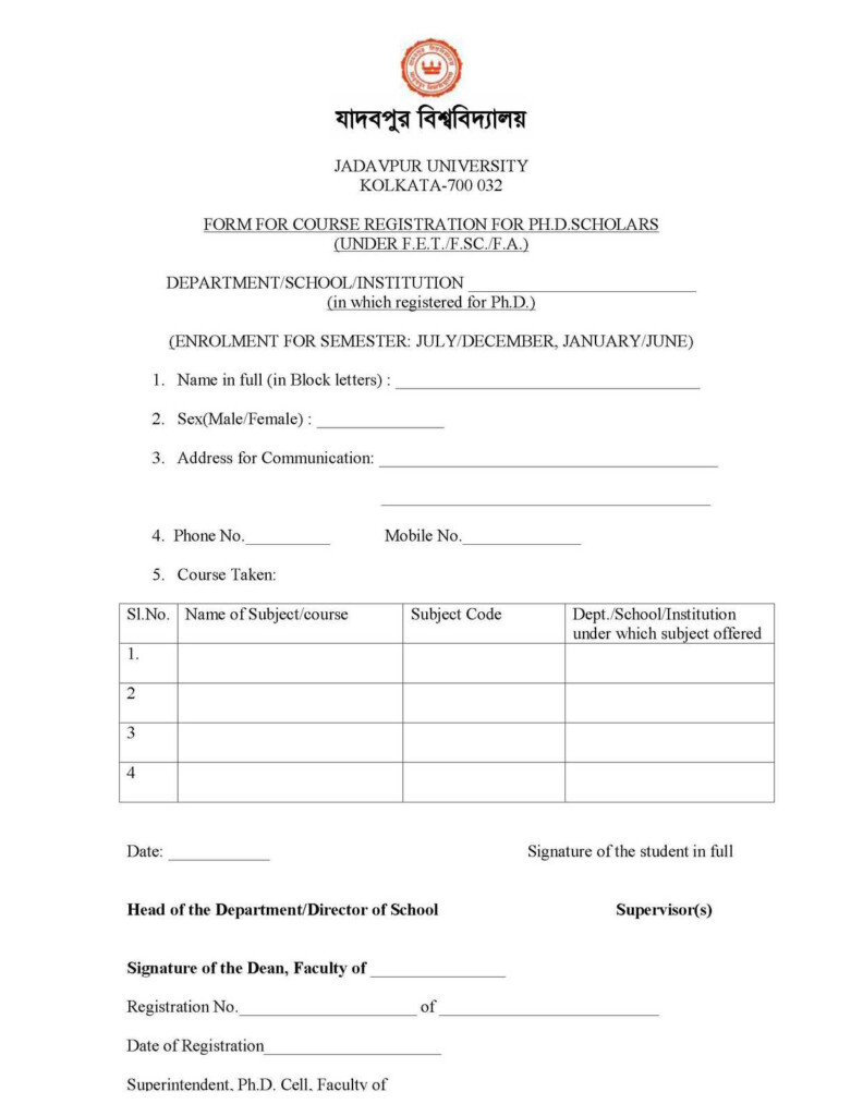 Admission Form Of Jadavpur University 2022 2023 EduVark