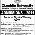 Admission In Doctor Of Physical Therapy Ziauddin Unniversity 2021