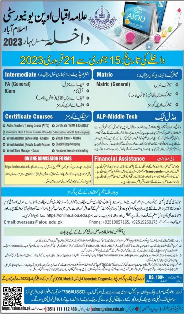 AIOU B Ed Admission 2023