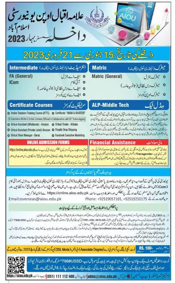 AIOU Ba Admission Last Date