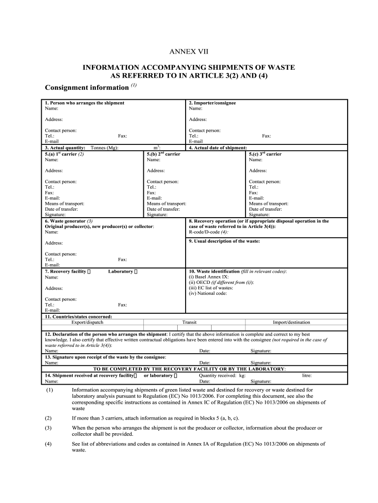 Annex Vii Template Fill Online Printable Fillable Blank PdfFiller