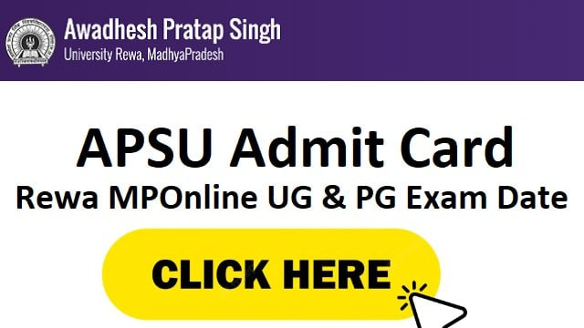 APSU Admit Card 2023 Download Rewa MPOnline UG PG Exam Date