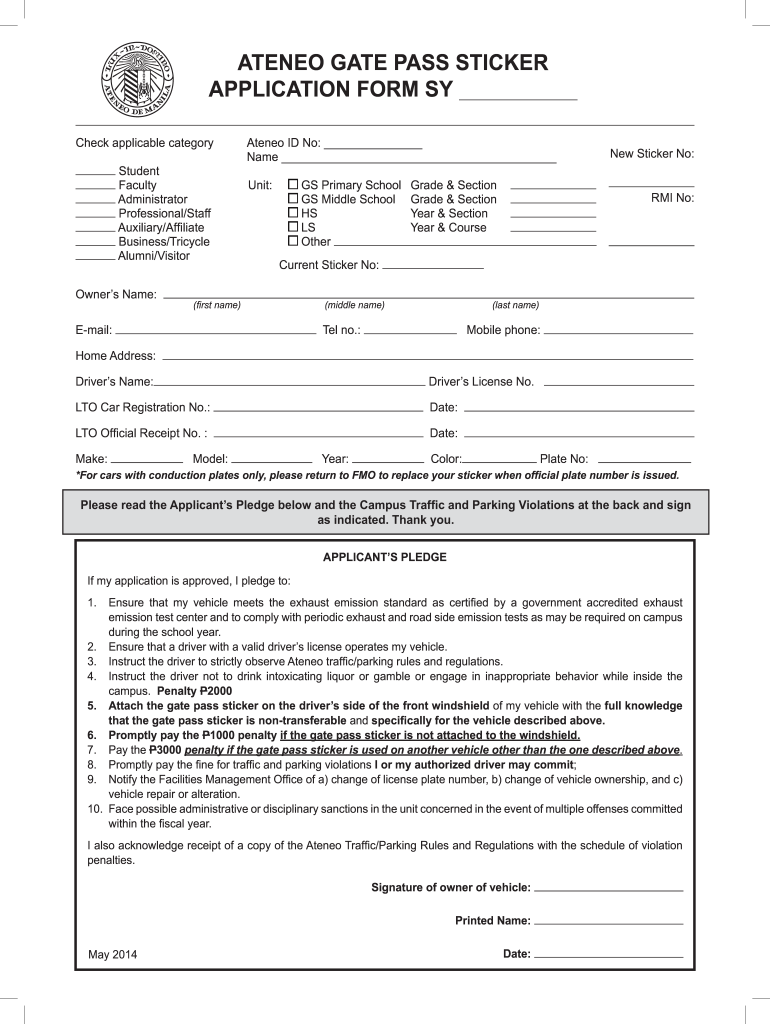 Ateneo Application Form Fill Out And Sign Printable PDF Template