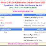 Bihar D El Ed Admission Online Form 2023 Extend SarkariUjala
