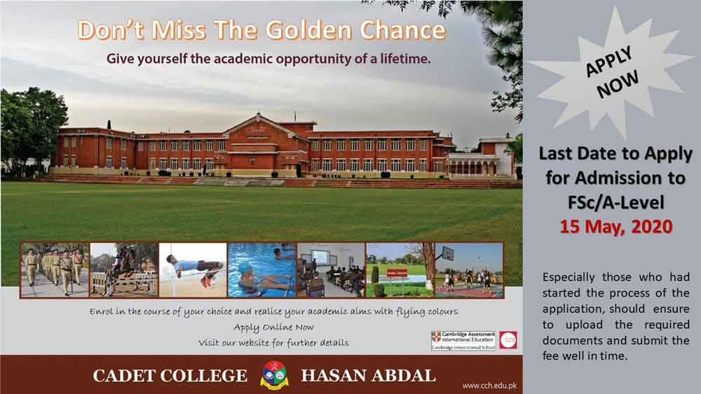 Cadet College Hasan Abdal Admission 2020 1st Year A Levels