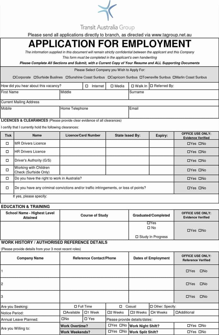 Employment Application Form Doc Elegant 8 Free Standard Job Application