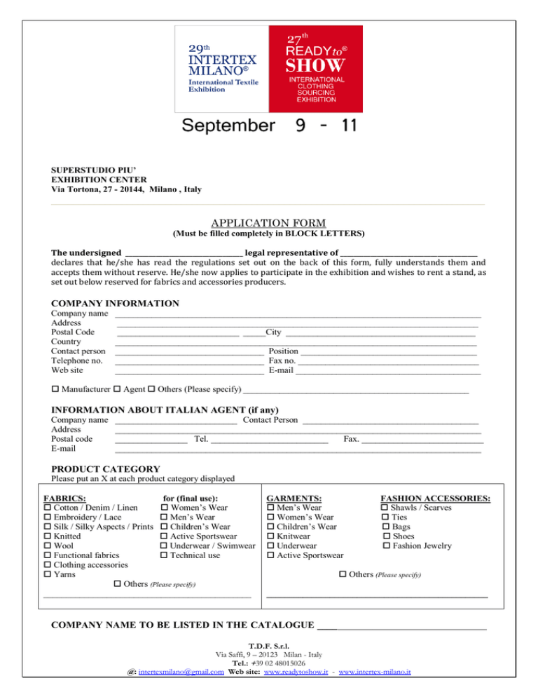 Exhibitors Application Form