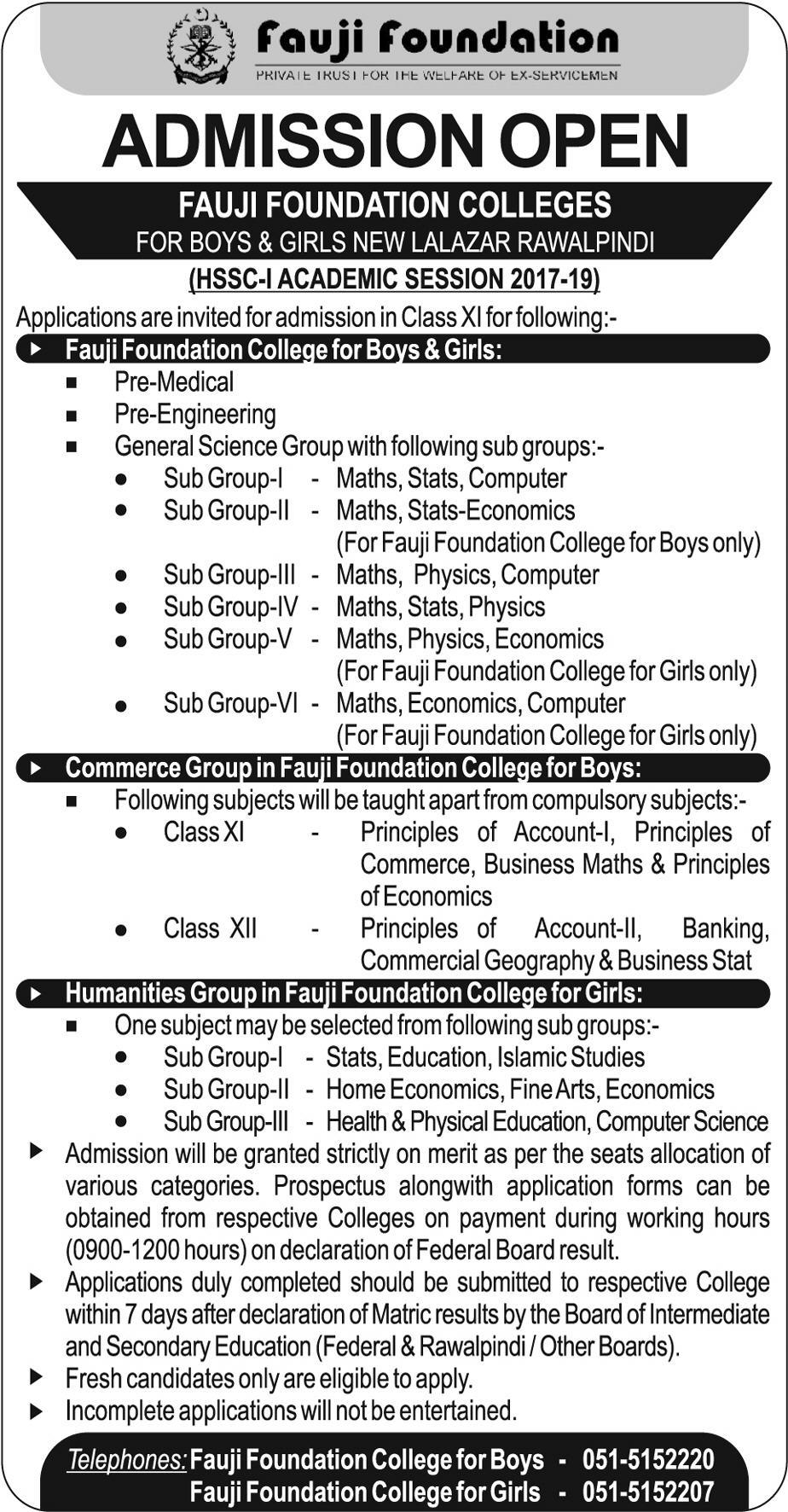 Fauji Foundation Medical College Rawalpindi Admission Form Admission Form