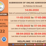 FBISE HSSC 11th And 12th Online Admission Form Schedule 2022