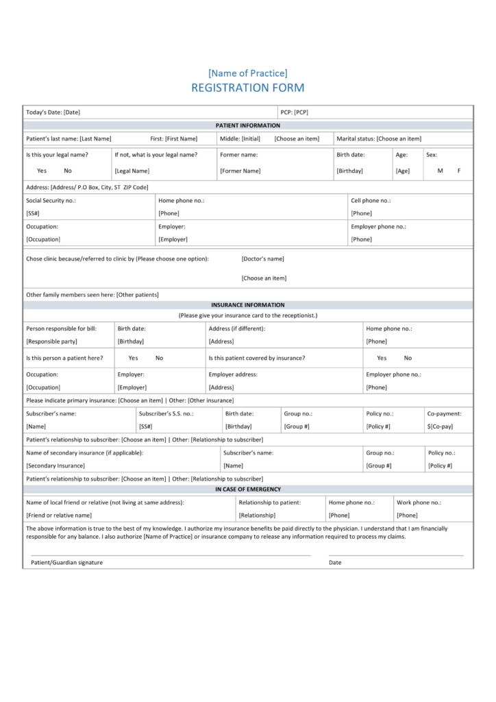 Free Hospital Admission Forms Moplareporter