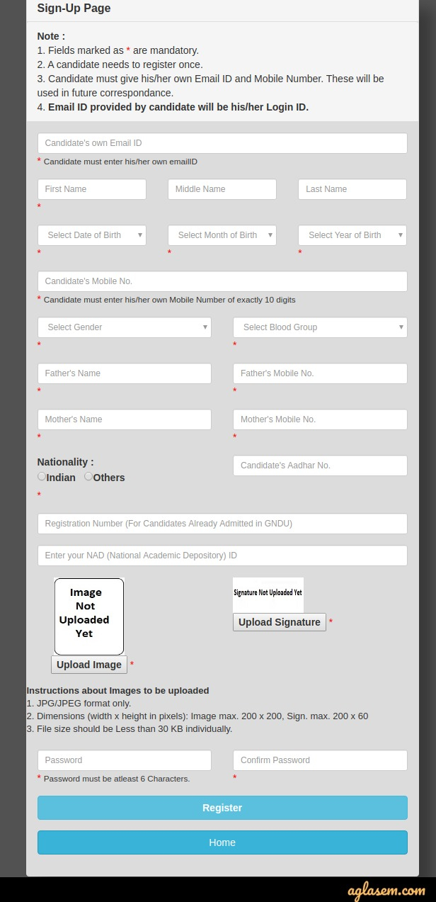 Gndu Online Admission Form Admission Form