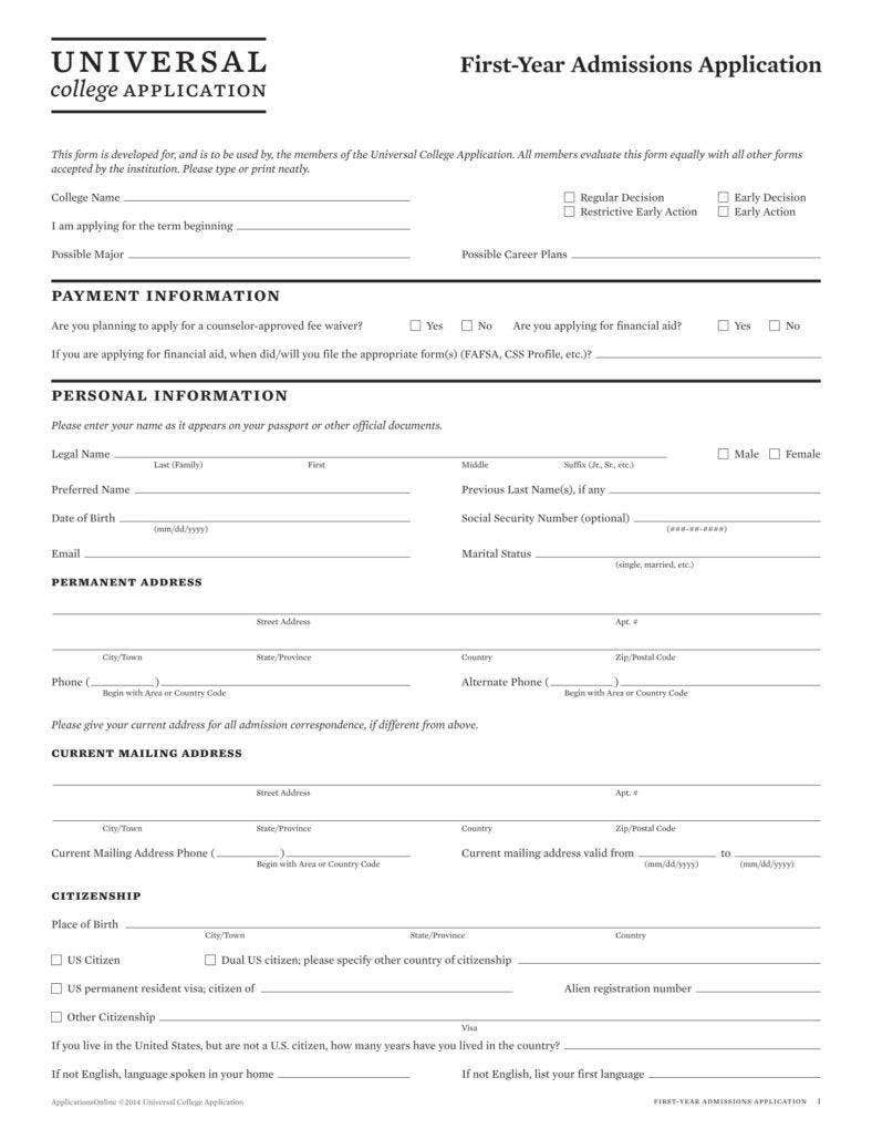 Harvard University Admission Application Form Admission Form