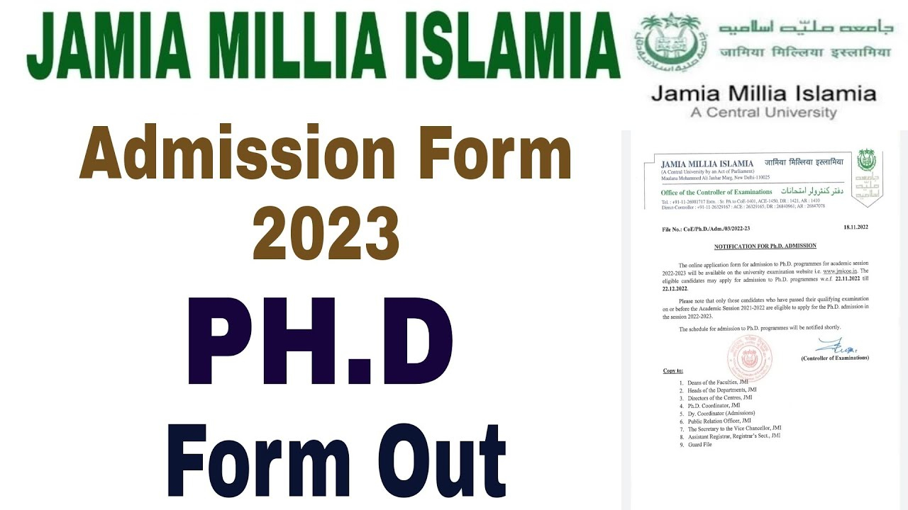 Jamia Millia Islamia Admission Form 2023 Jamia Phd Admission Form