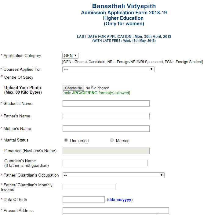 Online Admission In Banasthali Vidyapeeth 2021 2022 Student Forum