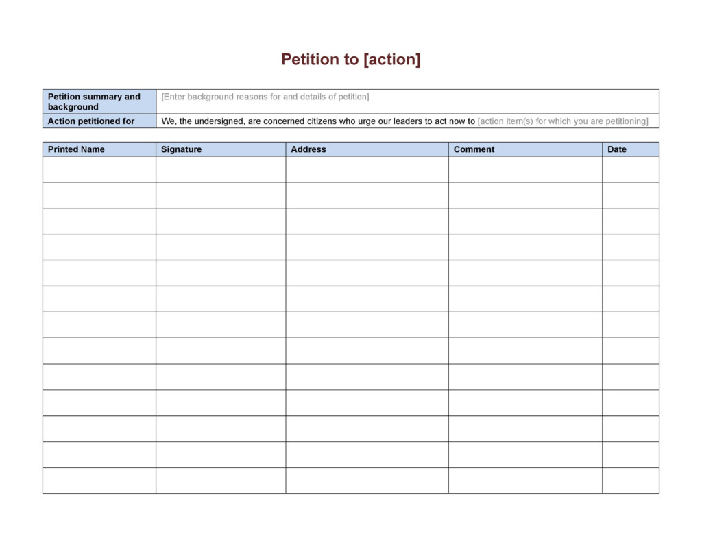 Printable Blank Petition Form Printable Form Templates And Letter