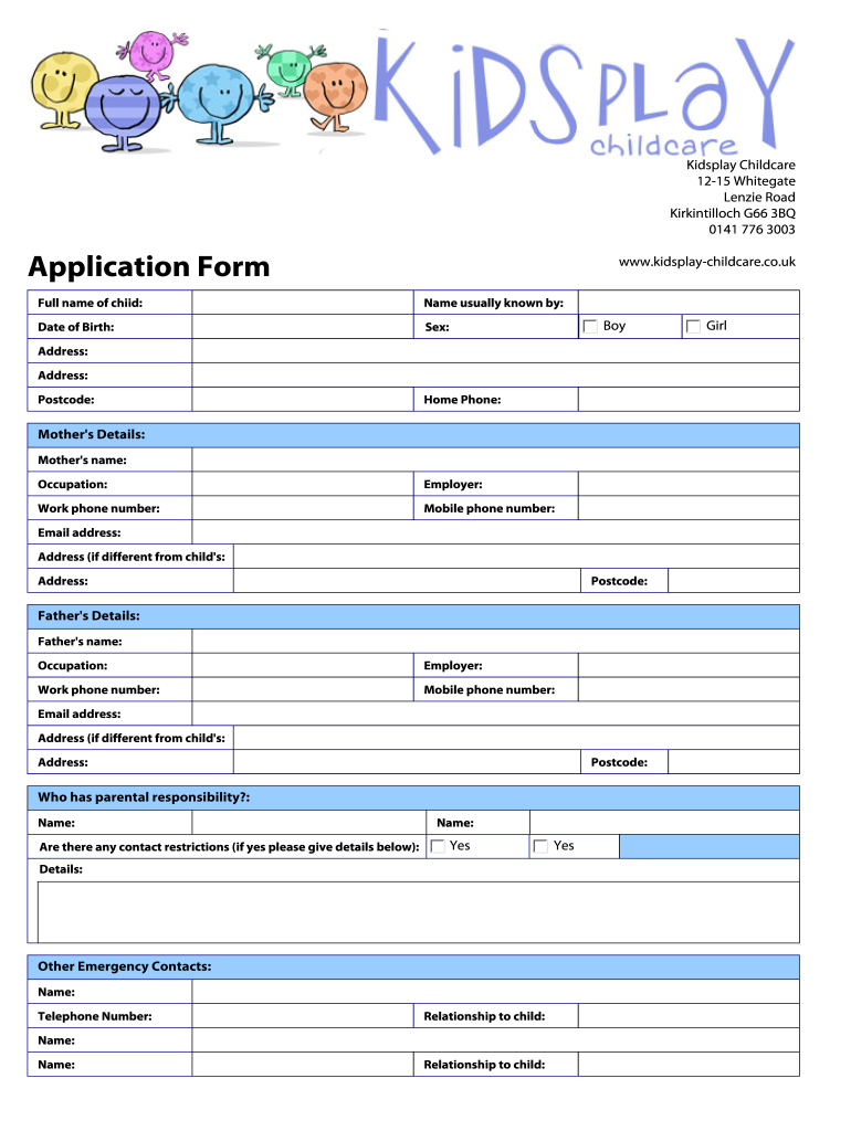 Printable Daycare Forms