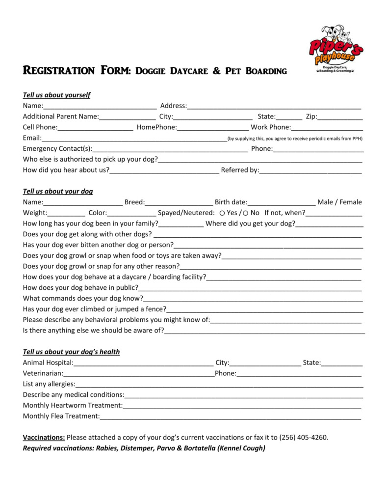 Printable Daycare Forms