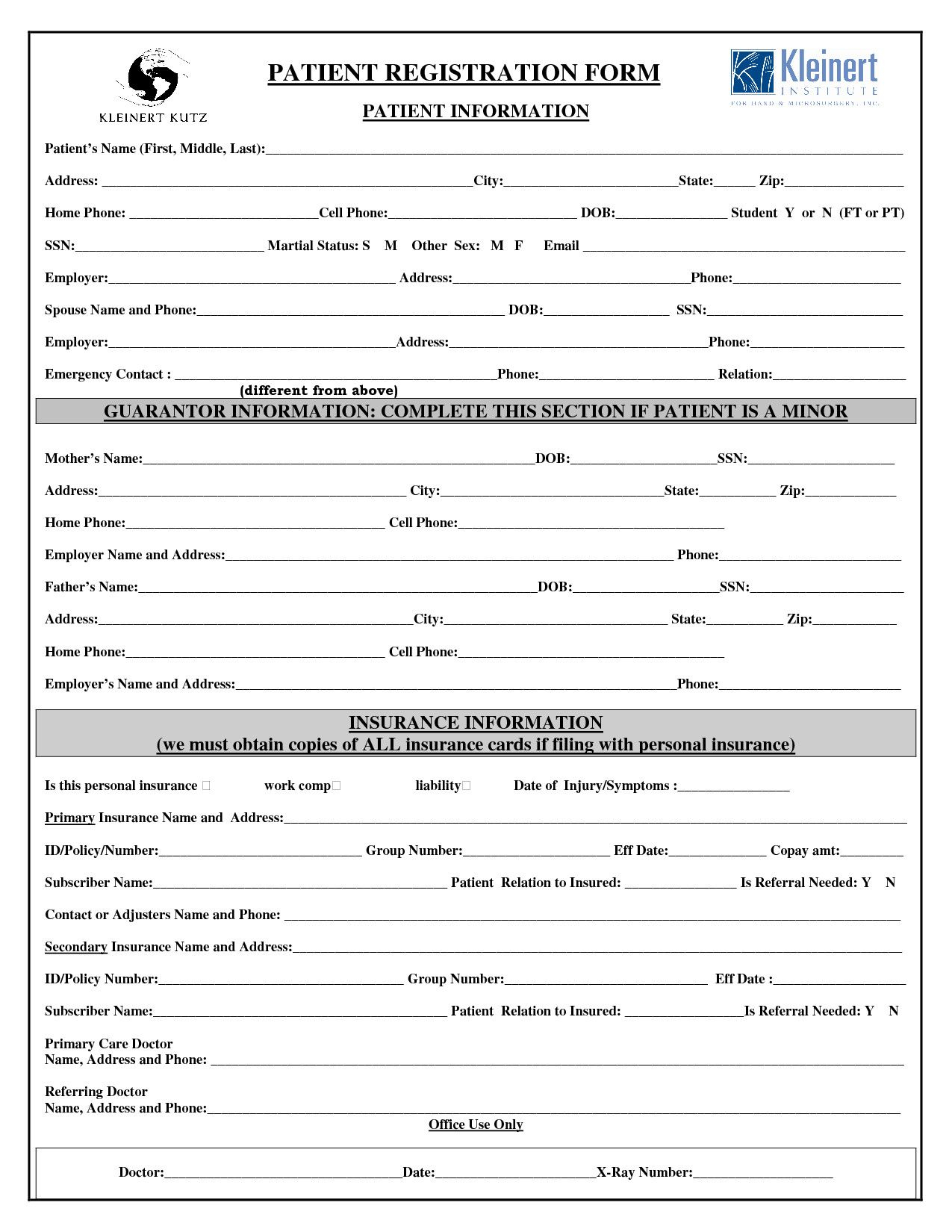 Printable Dental Patient Registration Form Template Printable Templates