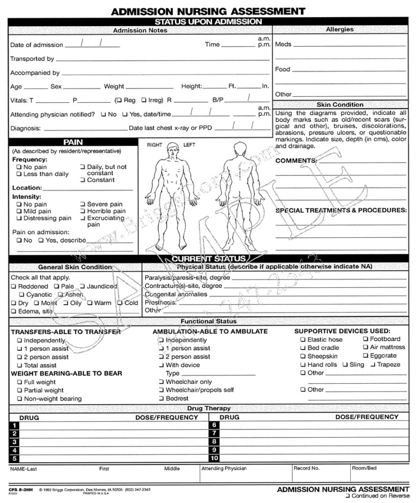 Sample Nursing Assessment Form Classles Democracy