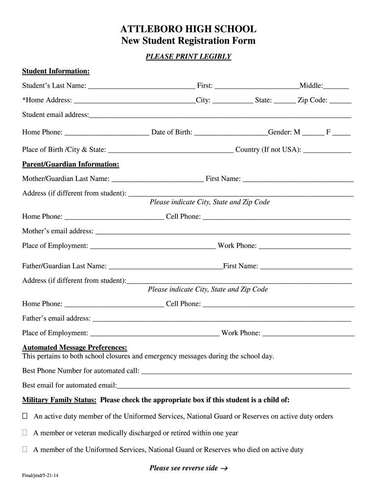 Student Registration Form Pdf Fill Online Printable Fillable Blank 