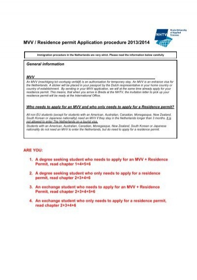 The MVV And Residence Permit Procedure Nhtv