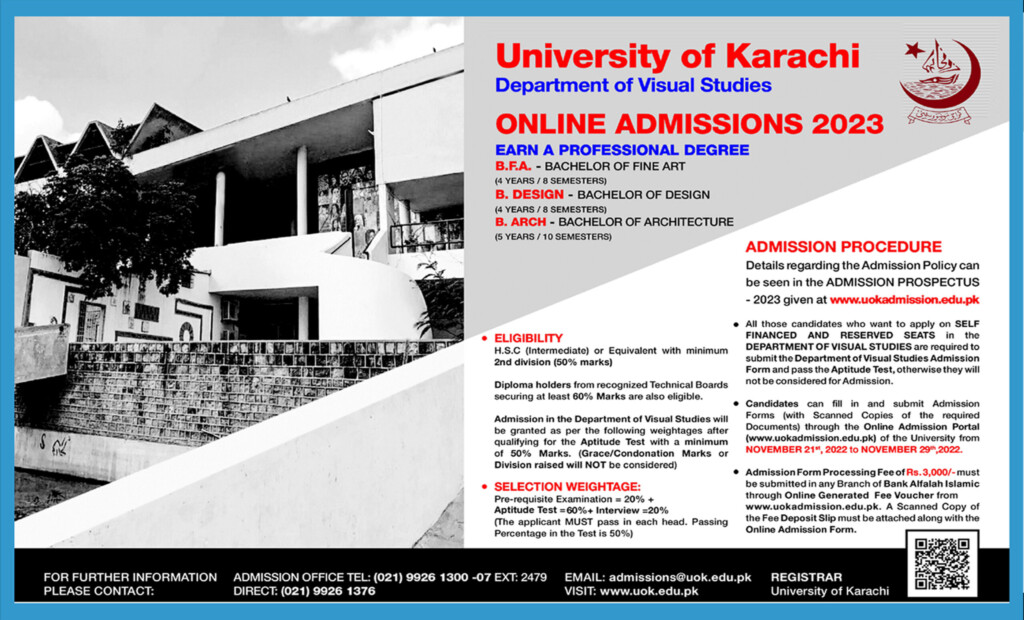 University Of Karachi Admissions 2023 Visual Studies Morning 